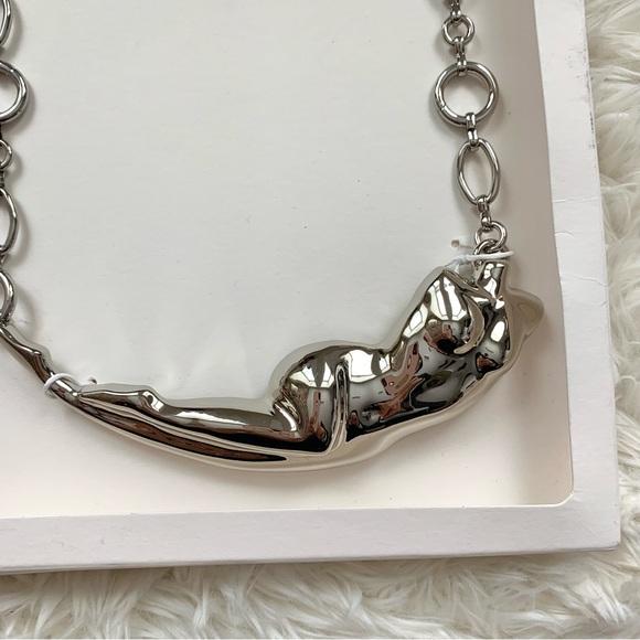 Zara Silver Metal Torso Chain Link Necklace - Picture 9 of 15